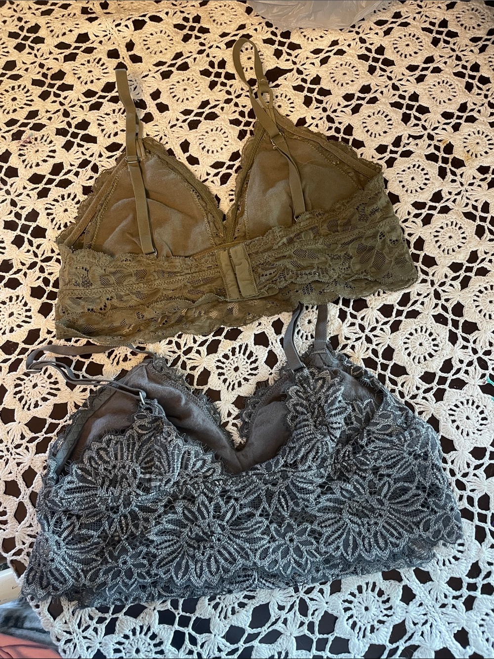 aerie Olive Green Lace Bralette & Slate Gray Lace Bralette Set - Picture 2 of 5